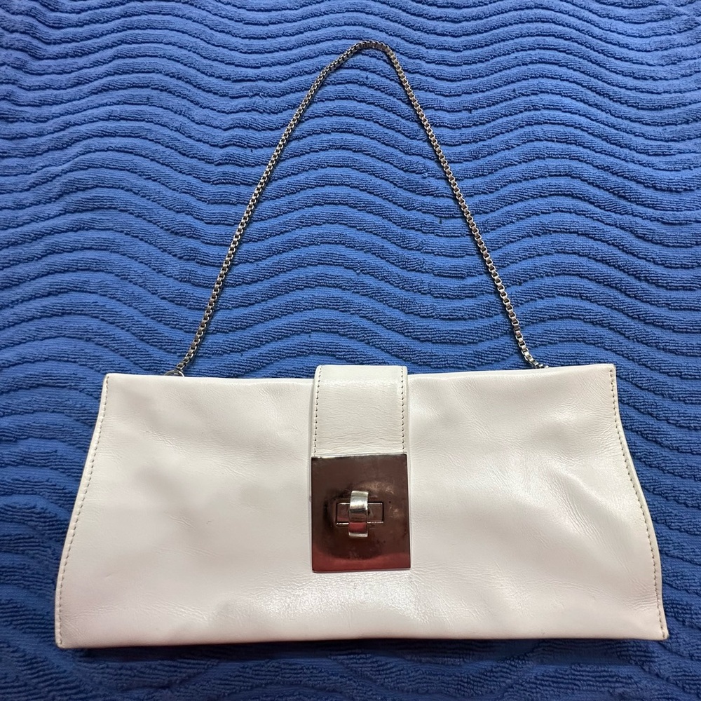 Elegant White Leather Clutch